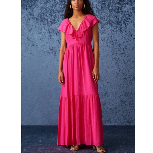 NWT Marie Oliver Rosa Pink Tie Back Whinslet Maxi Dress Sz 14 - Picture 14 of 14